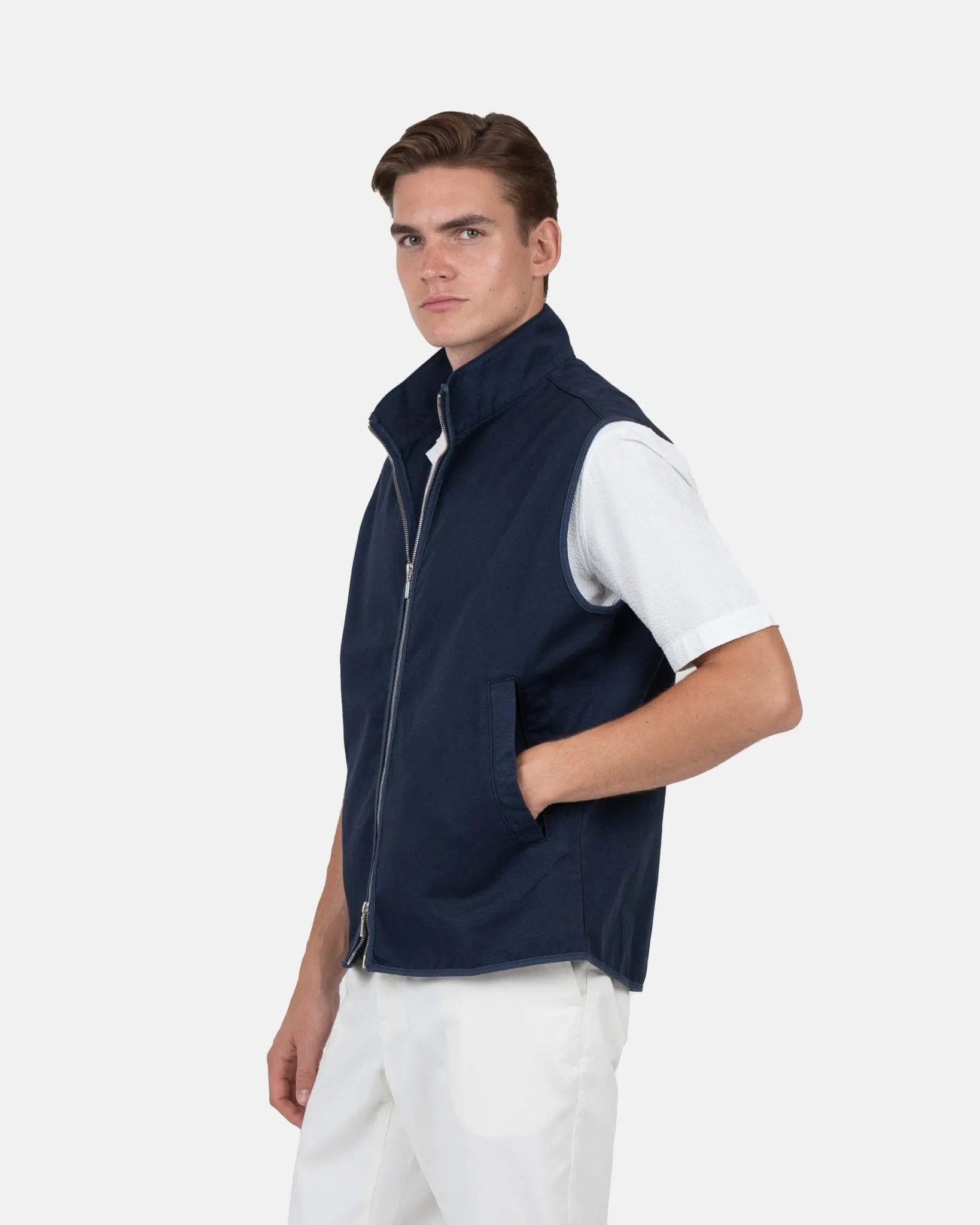 Zip Up Vest Navy